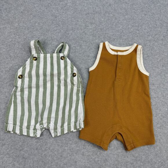 Baby Boy 0-3 Month Summer Outfit Bundle Rompers Overalls T-Shirt Animal Neutral - Picture 5 of 8
